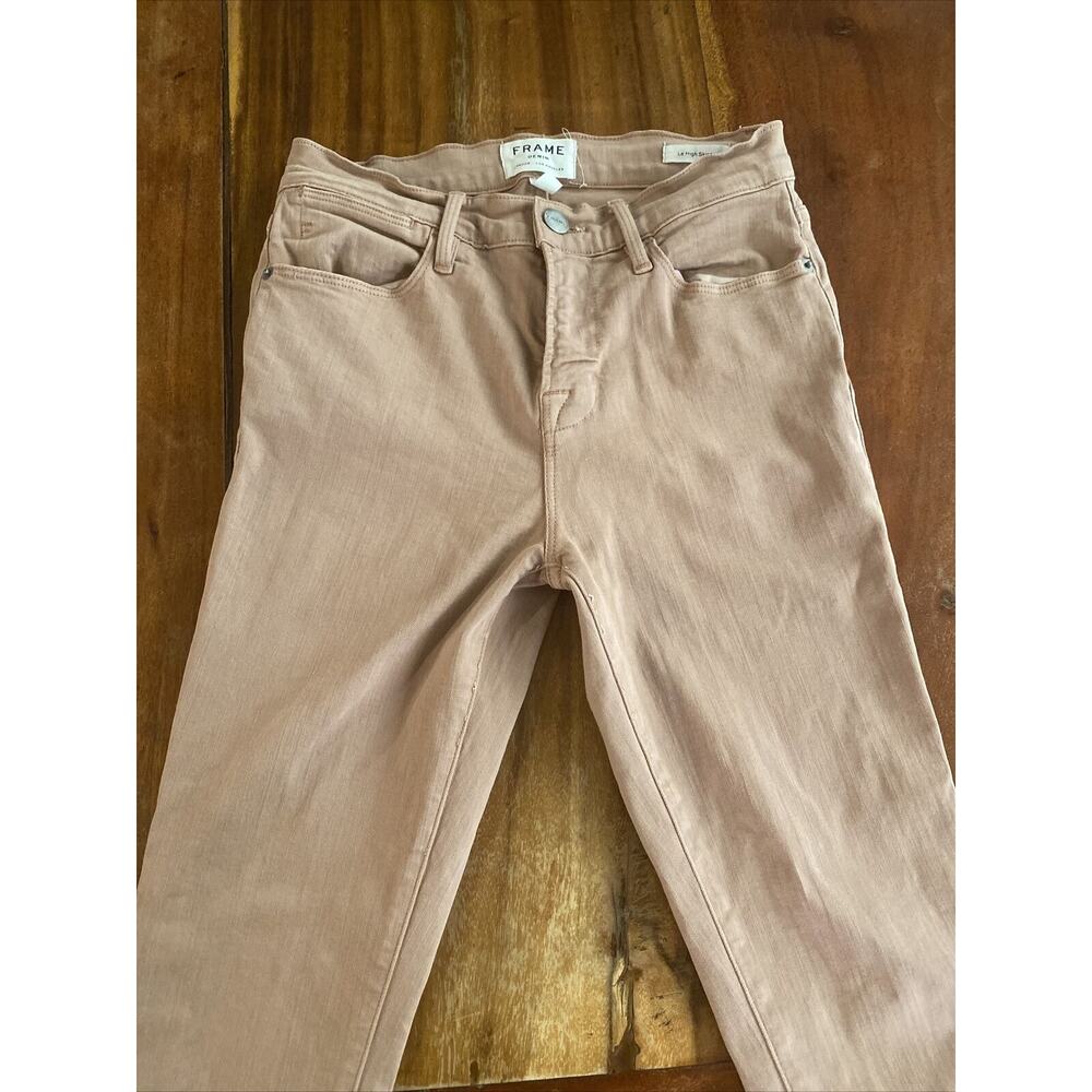 FRAME Le High Skinny White Raw-Hem Edge Jeans Size 26, dusty rose, Tiny Pen Mark